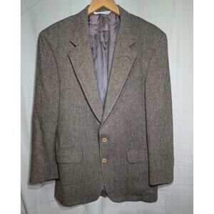 Lands End Donegal Tweed‎ Light Brown Taupe Blazer Sport Coat Jacket Mens 44R